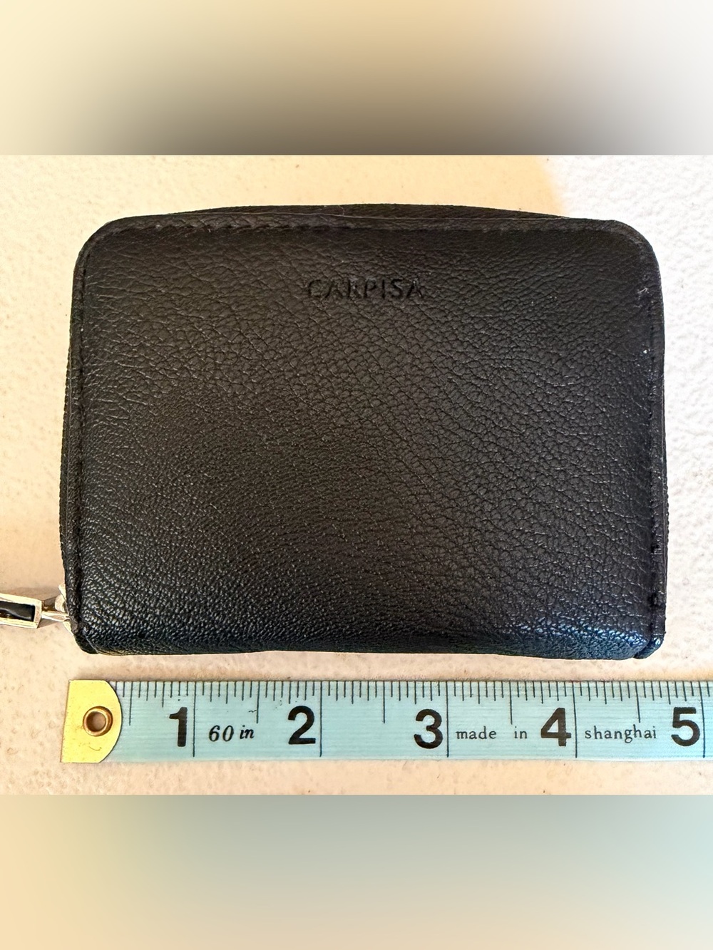 Carpisa Men's Black Leather Zip Wallet
